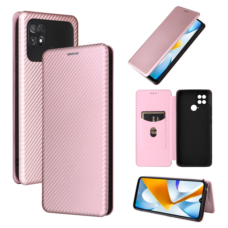 Custodia per telefono in pelle con trama in fibra di carbonio, For Realme 9i, For Xiaomi Poco C40, For Xiaomi Poco M5 4G, For ZTE Axon 40 Pro