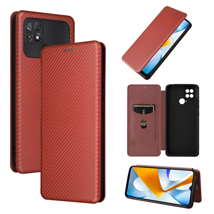Custodia per telefono in pelle con trama in fibra di carbonio, For Realme 9i, For Xiaomi Poco C40, For Xiaomi Poco M5 4G, For ZTE Axon 40 Pro