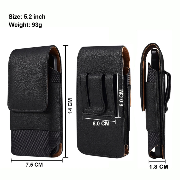 Marsupio in tessuto Oxford con trama in pelle bovina per cellulare, For 5.2 inch, For 6.1 inch, For 6.5 inch, For 6.7-6.9 inch, For 7.0 inch