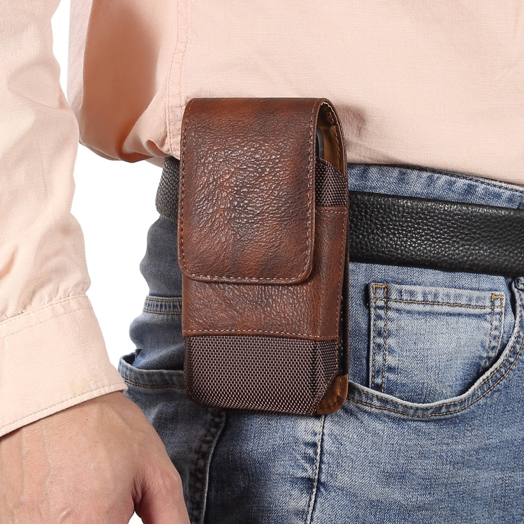 Marsupio in tessuto Oxford con trama in pelle bovina per cellulare, For 5.2 inch, For 6.1 inch, For 6.5 inch, For 6.7-6.9 inch, For 7.0 inch