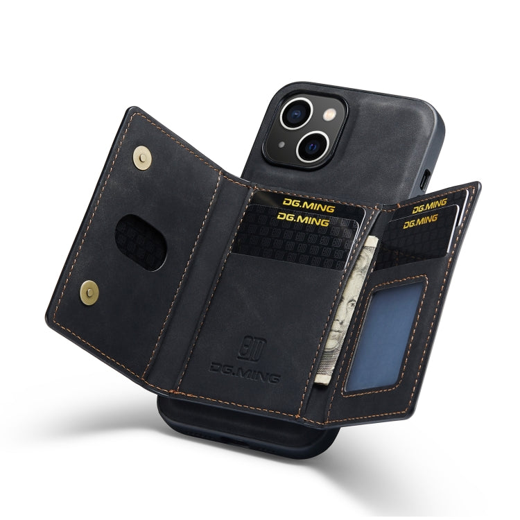 DG.MING M2 Series 3-Fold Card Bag Custodia in pelle magnetica, For iPhone 14, For iPhone 14 Plus, For iPhone 14 Pro, For iPhone 14 Pro Max