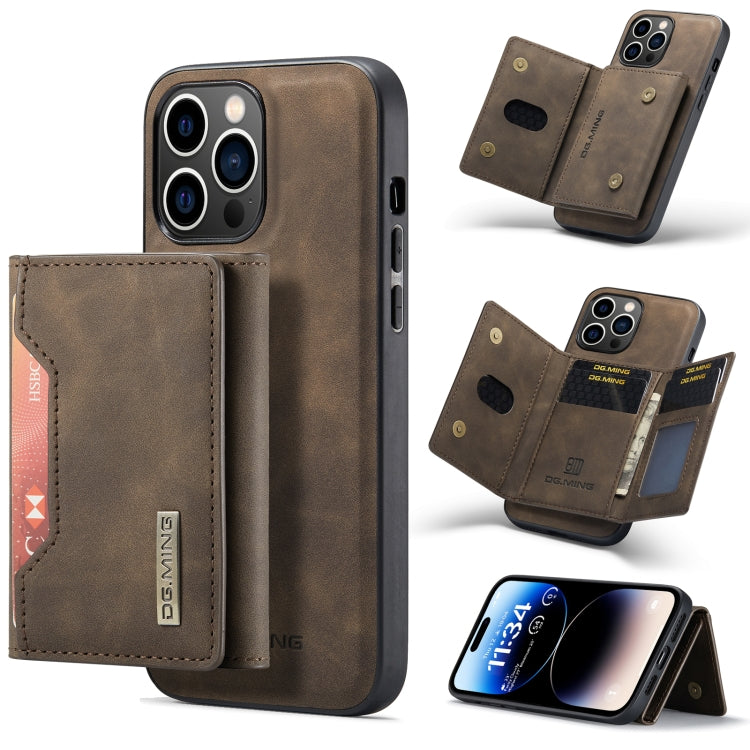DG.MING M2 Series 3-Fold Card Bag Custodia in pelle magnetica, For iPhone 14, For iPhone 14 Plus, For iPhone 14 Pro, For iPhone 14 Pro Max