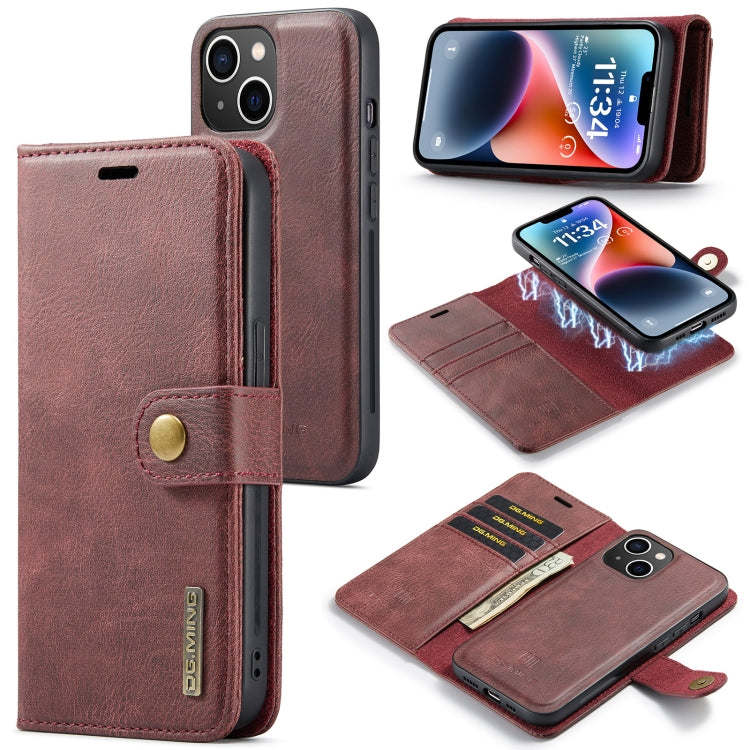 Custodia in pelle magnetica staccabile DG.MING Crazy Horse Texture, For iPhone 14, For iPhone 14 Plus, For iPhone 14 Pro, For iPhone 14 Pro Max