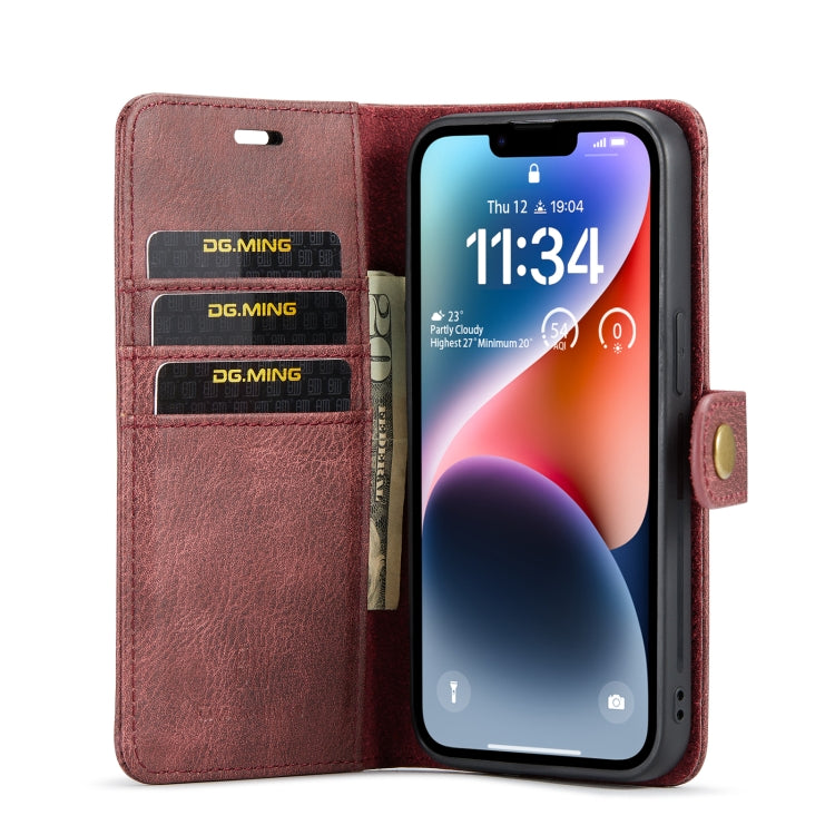 Custodia in pelle magnetica staccabile DG.MING Crazy Horse Texture, For iPhone 14, For iPhone 14 Plus, For iPhone 14 Pro, For iPhone 14 Pro Max