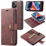 Custodia in pelle magnetica staccabile DG.MING Crazy Horse Texture, For iPhone 14, For iPhone 14 Plus, For iPhone 14 Pro, For iPhone 14 Pro Max