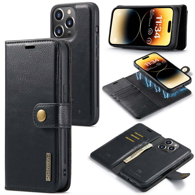 Custodia in pelle magnetica staccabile DG.MING Crazy Horse Texture, For iPhone 14, For iPhone 14 Plus, For iPhone 14 Pro, For iPhone 14 Pro Max
