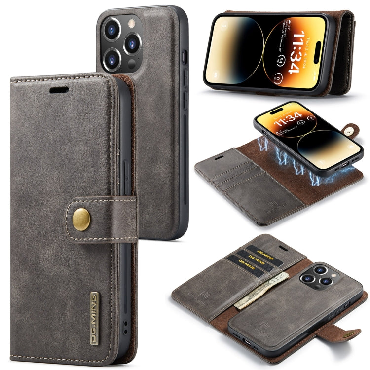 Custodia in pelle magnetica staccabile DG.MING Crazy Horse Texture, For iPhone 14, For iPhone 14 Plus, For iPhone 14 Pro, For iPhone 14 Pro Max