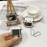 Custodia protettiva per auricolari in TPU galvanica divisa con gancio, For AirPods 1/2, For AirPods 3, For AirPods Pro