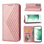 Custodia per telefono in pelle con chiusura magnetica a griglia cubica in vitello, For Samsung Galaxy S21+ 5G, For Samsung Galaxy S21 FE 5G, For Samsung Galaxy S21 Ultra 5G, For Samsung Galaxy A12 5G