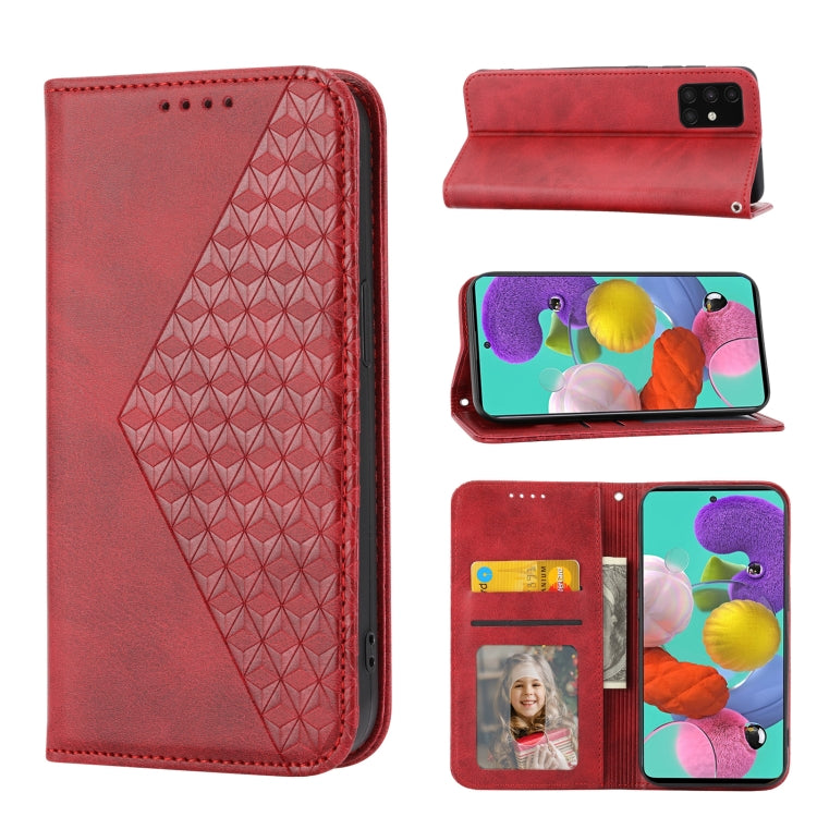 Custodia per telefono in pelle con chiusura magnetica a griglia cubica in vitello, For Samsung Galaxy A51 4G, For Samsung Galaxy A71 4G, For Samsung Galaxy A32 4G, For Samsung Galaxy A32 5G