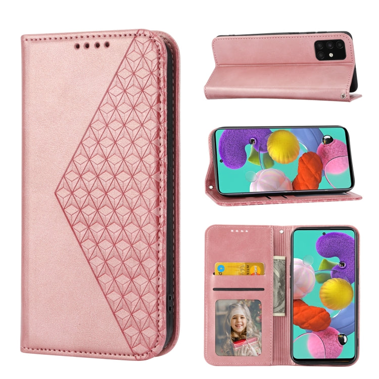 Custodia per telefono in pelle con chiusura magnetica a griglia cubica in vitello, For Samsung Galaxy A51 4G, For Samsung Galaxy A71 4G, For Samsung Galaxy A32 4G, For Samsung Galaxy A32 5G