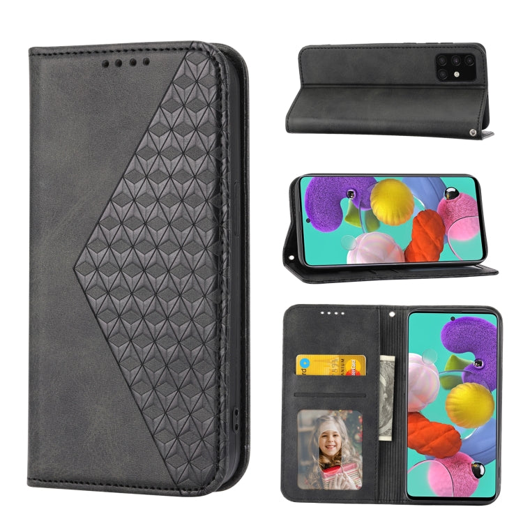 Custodia per telefono in pelle con chiusura magnetica a griglia cubica in vitello, For Samsung Galaxy A51 4G, For Samsung Galaxy A71 4G, For Samsung Galaxy A32 4G, For Samsung Galaxy A32 5G