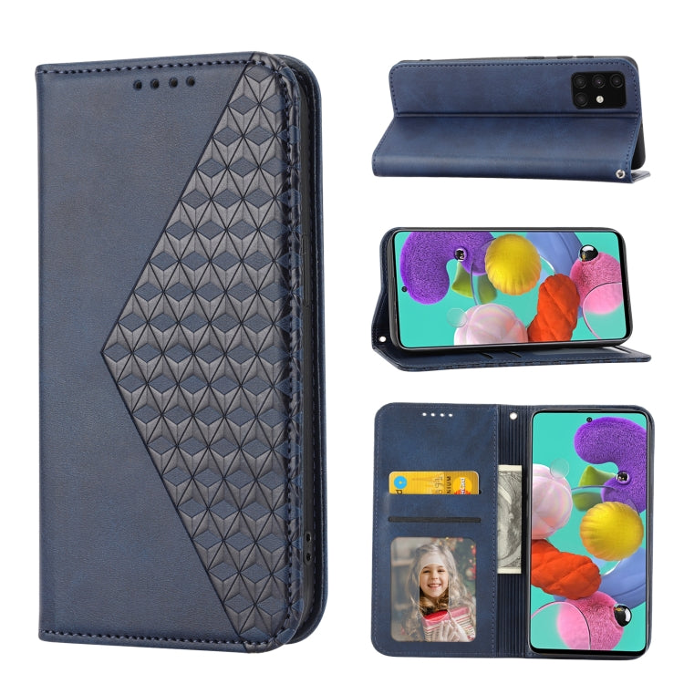 Custodia per telefono in pelle con chiusura magnetica a griglia cubica in vitello, For Samsung Galaxy A51 4G, For Samsung Galaxy A71 4G, For Samsung Galaxy A32 4G, For Samsung Galaxy A32 5G