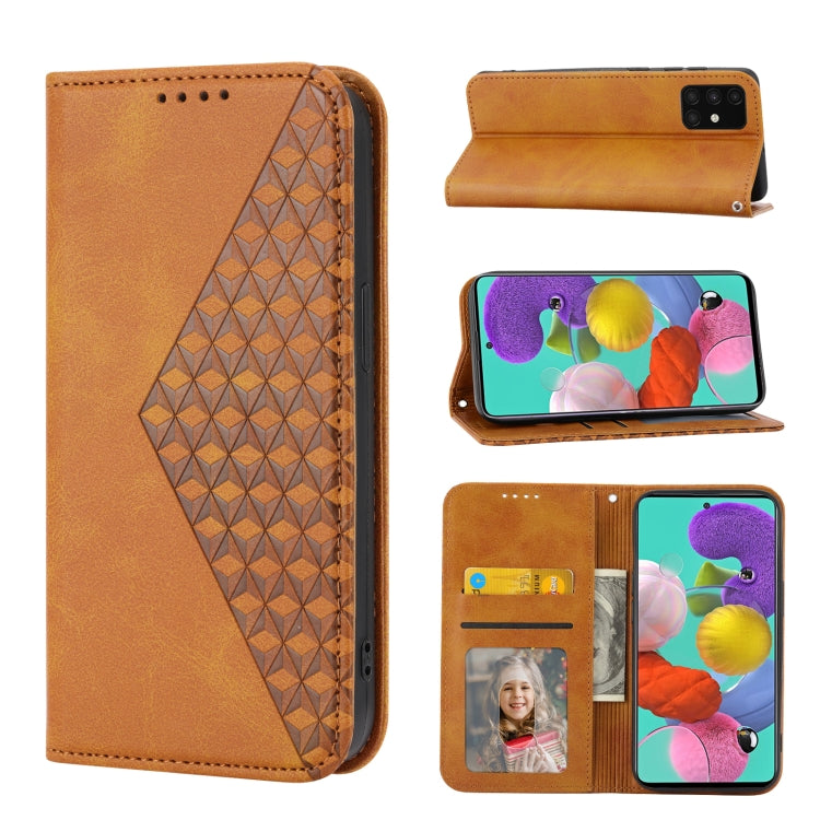 Custodia per telefono in pelle con chiusura magnetica a griglia cubica in vitello, For Samsung Galaxy A51 4G, For Samsung Galaxy A71 4G, For Samsung Galaxy A32 4G, For Samsung Galaxy A32 5G