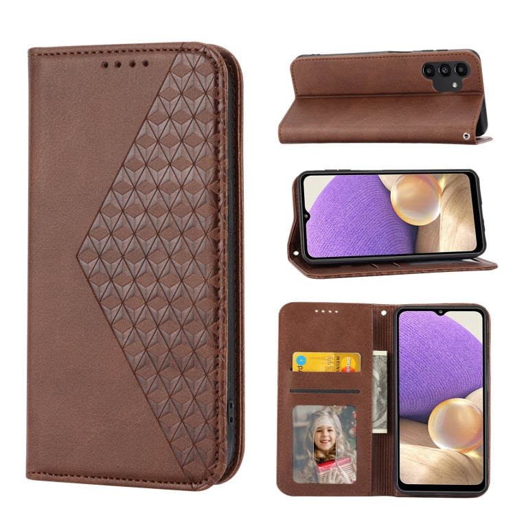 Custodia per telefono in pelle con chiusura magnetica a griglia cubica in vitello, For Samsung Galaxy A51 4G, For Samsung Galaxy A71 4G, For Samsung Galaxy A32 4G, For Samsung Galaxy A32 5G