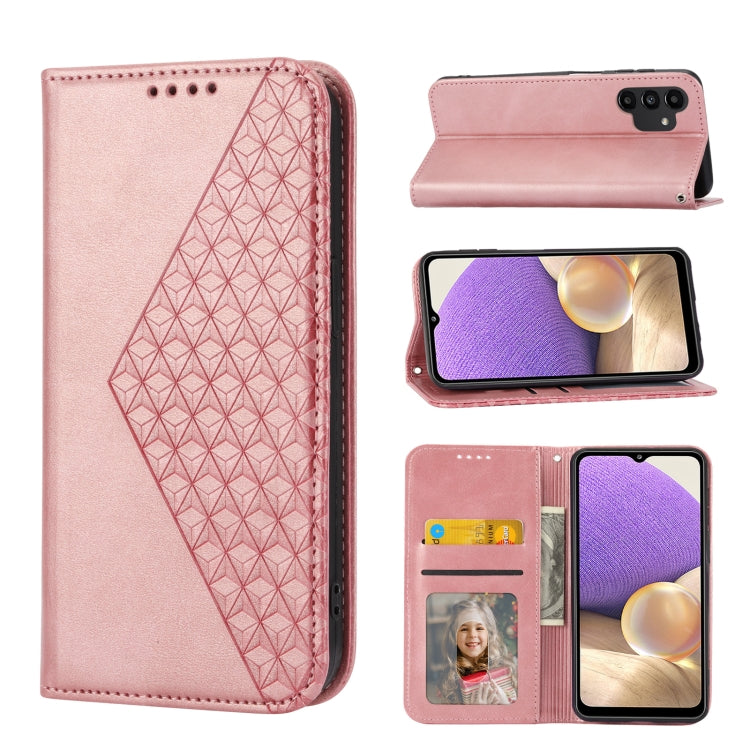 Custodia per telefono in pelle con chiusura magnetica a griglia cubica in vitello, For Samsung Galaxy A51 4G, For Samsung Galaxy A71 4G, For Samsung Galaxy A32 4G, For Samsung Galaxy A32 5G