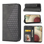 Custodia per telefono in pelle con chiusura magnetica a griglia cubica in vitello, For Samsung Galaxy A52 4G / 5G, For Samsung Galaxy A72 4G / 5G, For Samsung Galaxy A22 4G, For Samsung Galaxy A22 5G