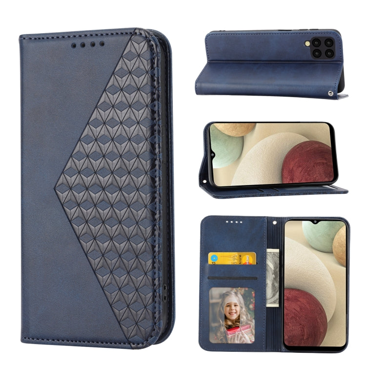 Custodia per telefono in pelle con chiusura magnetica a griglia cubica in vitello, For Samsung Galaxy A52 4G / 5G, For Samsung Galaxy A72 4G / 5G, For Samsung Galaxy A22 4G, For Samsung Galaxy A22 5G