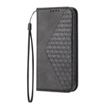 Custodia per telefono in pelle con chiusura magnetica a griglia cubica in vitello, For Samsung Galaxy A22 5G JP Version, For Samsung Galaxy A03s 166mm, For Samsung Galaxy A03s 165.8mm, For Samsung Galaxy A13 4G / 5G