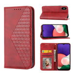 Custodia per telefono in pelle con chiusura magnetica a griglia cubica in vitello, For Samsung Galaxy A22 5G JP Version, For Samsung Galaxy A03s 166mm, For Samsung Galaxy A03s 165.8mm, For Samsung Galaxy A13 4G / 5G