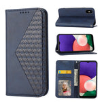 Custodia per telefono in pelle con chiusura magnetica a griglia cubica in vitello, For Samsung Galaxy A22 5G JP Version, For Samsung Galaxy A03s 166mm, For Samsung Galaxy A03s 165.8mm, For Samsung Galaxy A13 4G / 5G