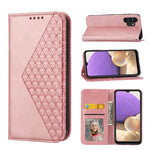 Custodia per telefono in pelle con chiusura magnetica a griglia cubica in vitello, For Samsung Galaxy A22 5G JP Version, For Samsung Galaxy A03s 166mm, For Samsung Galaxy A03s 165.8mm, For Samsung Galaxy A13 4G / 5G