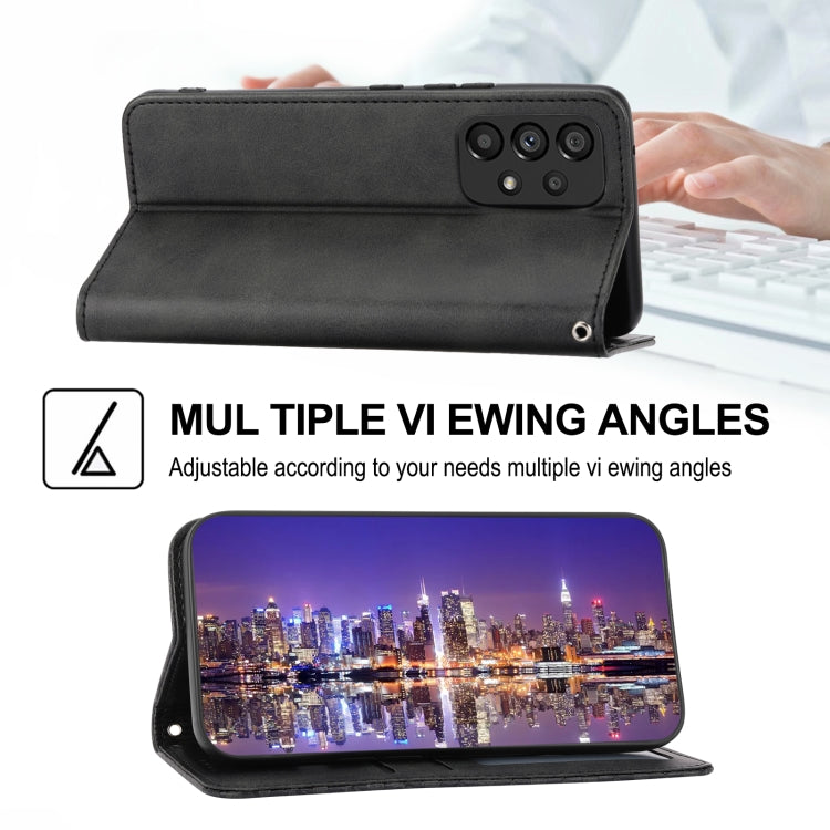 Custodia per telefono in pelle con chiusura magnetica a griglia cubica in vitello, For Samsung Galaxy A53 5G, For Samsung Galaxy A73 5G
