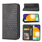 Custodia per telefono in pelle con chiusura magnetica a griglia cubica in vitello, For Samsung Galaxy A53 5G, For Samsung Galaxy A73 5G