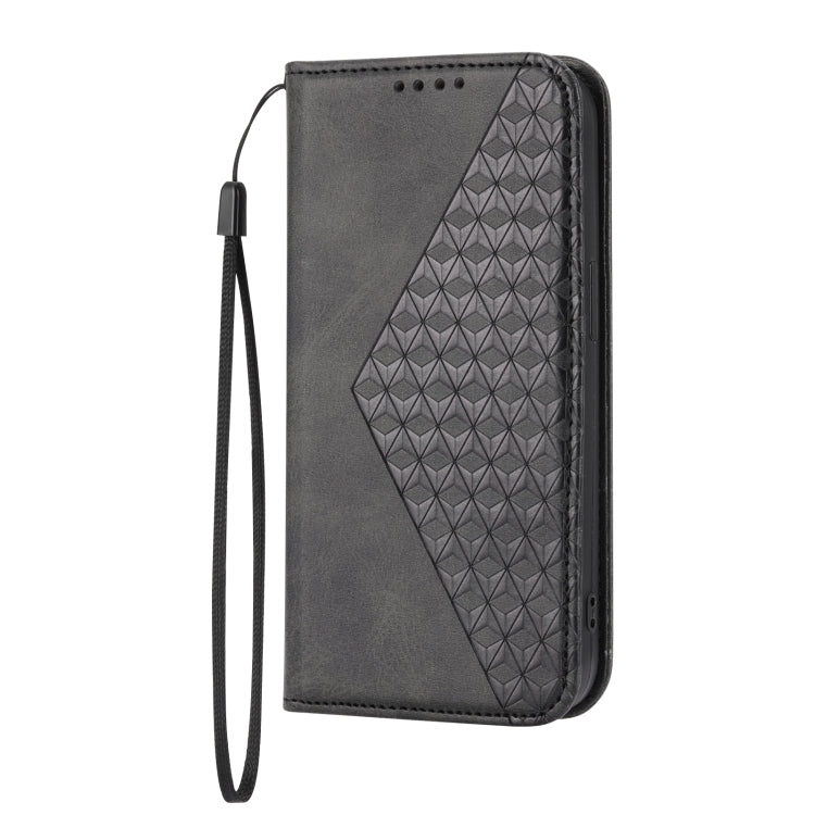 Custodia per telefono in pelle con chiusura magnetica a griglia cubica in vitello, For iPhone 14, For iPhone 14 Plus, For iPhone 14 Pro, For iPhone 14 Pro Max