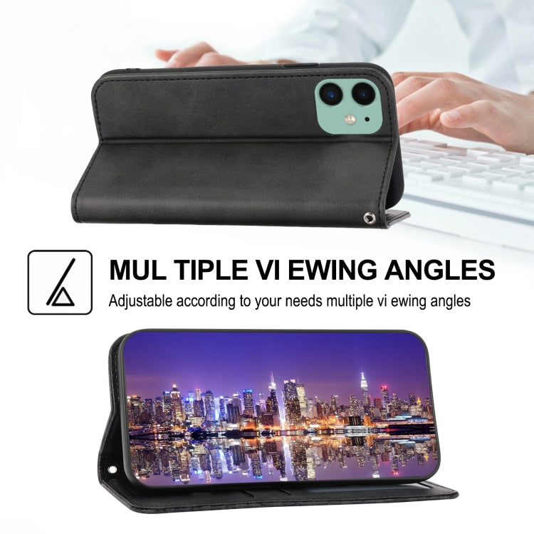 Custodia per telefono in pelle con chiusura magnetica a griglia cubica in vitello, For iPhone 12 mini, For iPhone 12 / 12 Pro, For iPhone 12 Pro Max, For iPhone 11