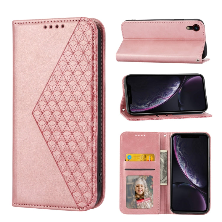 Custodia per telefono in pelle con chiusura magnetica a griglia cubica in vitello, For iPhone 11 Pro, For iPhone 11 Pro Max, For iPhone X / XS, For iPhone XR