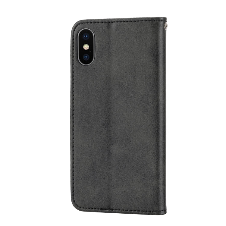 Custodia per telefono in pelle con chiusura magnetica a griglia cubica in vitello, For iPhone XS Max, For iPhone SE 2022 / SE 2020 / 7 / 8, For iPhone 7 Plus / 8 Plus