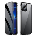 Custodia per telefono magnetica smerigliata per tutto il corpo in vetro anti-peeping Dual-Lock 360, For iPhone 14, For iPhone 14 Plus, For iPhone 14 Pro, For iPhone 14 Pro Max