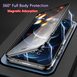 Custodia per telefono magnetica smerigliata per tutto il corpo in vetro anti-peeping Dual-Lock 360, For iPhone 14, For iPhone 14 Plus, For iPhone 14 Pro, For iPhone 14 Pro Max