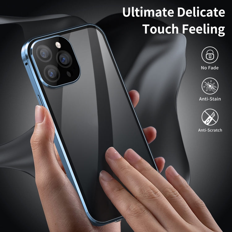 Custodia per telefono magnetica smerigliata per tutto il corpo in vetro anti-peeping Dual-Lock 360, For iPhone 14, For iPhone 14 Plus, For iPhone 14 Pro, For iPhone 14 Pro Max