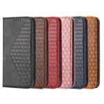 Custodia per telefono in pelle con chiusura magnetica a griglia cubica in vitello, For Google Pixel 6 Pro, For Google Pixel 6a, For Google Pixel 7, For Google Pixel 7 Pro