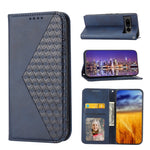 Custodia per telefono in pelle con chiusura magnetica a griglia cubica in vitello, For Google Pixel 6 Pro, For Google Pixel 6a, For Google Pixel 7, For Google Pixel 7 Pro