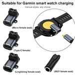 Per adattatore di ricarica per orologio Garmin, DC5.5 x 2.1 Straight, DC5.5 x 2.1 90 Elbow, 8 Pin 90 Elbow, Type-C 90 Elbow, Type-C Straight, Type-C Side Elbow, Micro USB Side Elbow, Micro USB Straight, 8 Pin Straight, 8 Pin Side Elbow, Micro USB 90 Elbow