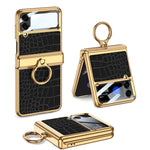 Placcatura integrata GKK + custodia in pelle per telefono a conchiglia, For Samsung Galaxy Z Flip4