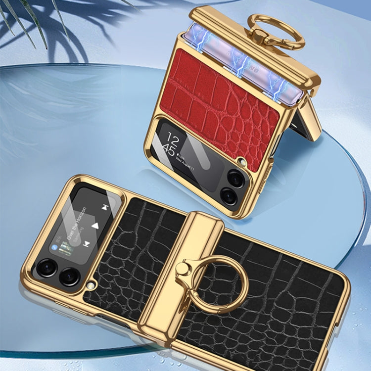 Placcatura integrata GKK + custodia in pelle per telefono a conchiglia, For Samsung Galaxy Z Flip4