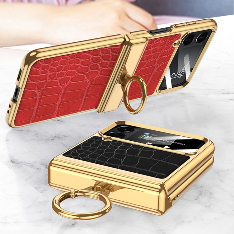 Placcatura integrata GKK + custodia in pelle per telefono a conchiglia, For Samsung Galaxy Z Flip4