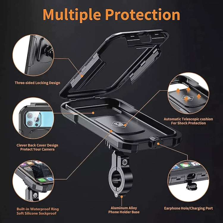 Supporto per telefono cellulare con scatola impermeabile per ricarica wireless da manubrio per moto / bicicletta, M18S-A1, M18L-A1