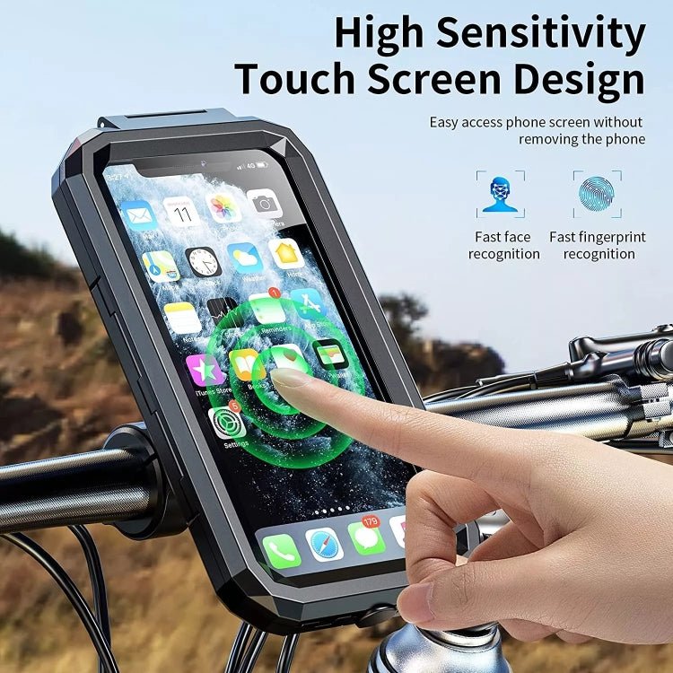 Supporto per telefono cellulare con scatola impermeabile per ricarica wireless da manubrio per moto / bicicletta, M18S-A1, M18L-A1