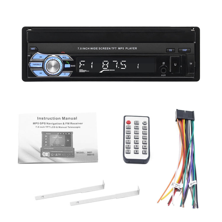 9601 Il lettore MP5 retrattile per auto da 7 pollici supporta la chiamata inversa Bluetooth a mani libere, 9601