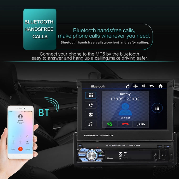 9601 Il lettore MP5 retrattile per auto da 7 pollici supporta la chiamata inversa Bluetooth a mani libere, 9601