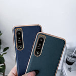 Custodia per telefono con placcatura nano serie Luolai in vera pelle, For Sony Xperia 1 IV, For Sony Xperia 10 IV