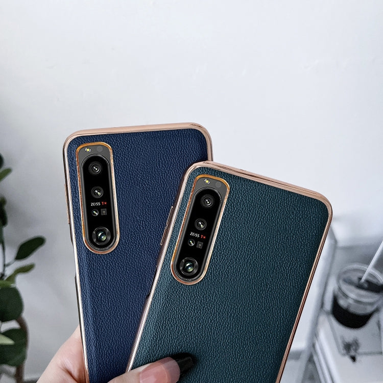 Custodia per telefono con placcatura nano serie Luolai in vera pelle, For Sony Xperia 1 IV, For Sony Xperia 10 IV