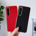 Custodia per telefono con placcatura nano serie Luolai in vera pelle, For Sony Xperia 1 IV, For Sony Xperia 10 IV