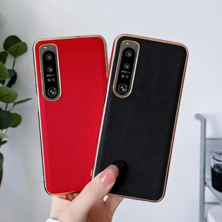 Custodia per telefono con placcatura nano serie Luolai in vera pelle, For Sony Xperia 1 IV, For Sony Xperia 10 IV