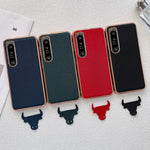 Custodia per telefono con placcatura nano serie Luolai in vera pelle, For Sony Xperia 1 IV, For Sony Xperia 10 IV